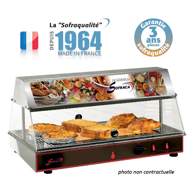 Vitrine chauffante avec bloc lumineux - GN 1/1 - 1 niveau