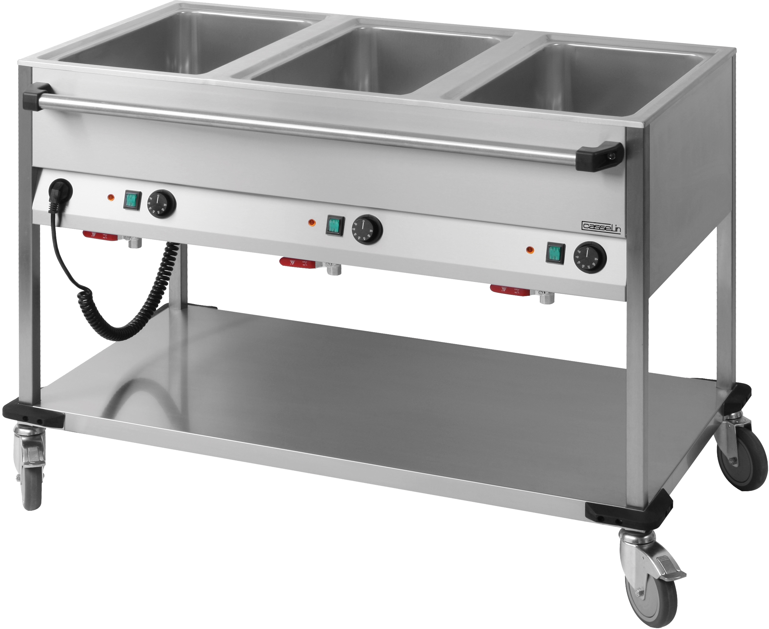 Chariot bain-marie à eau 3 x GN 1/1