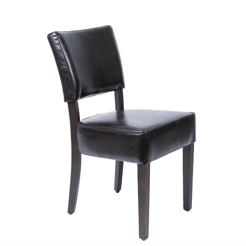 Chaises confortables en simili cuir marron foncé